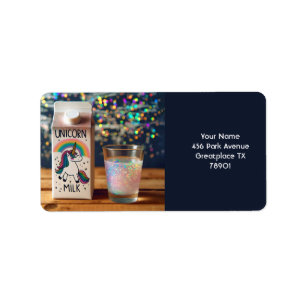 Fantasy Cute Milk Unicorn Rainbow Label