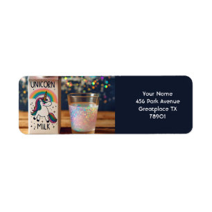 Fantasy Cute Milk Unicorn Rainbow Return Address Label