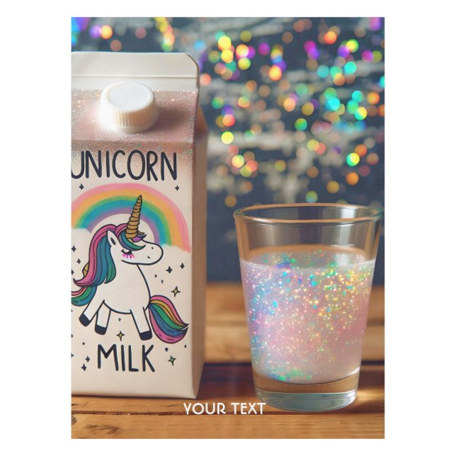 Fantasy Cute Milk Unicorn Rainbow Tablecloth (Front)