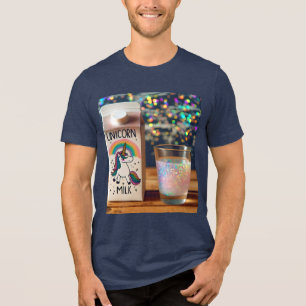 Fantasy Cute Milk Unicorn Rainbow Tri-Blend Shirt