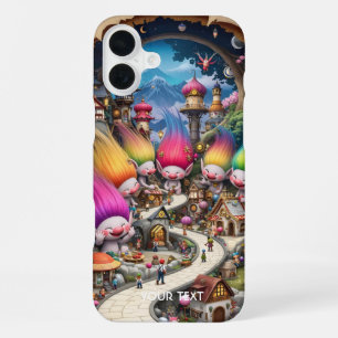 Fantasy Cute Mini Troll City iPhone 16 Plus Case