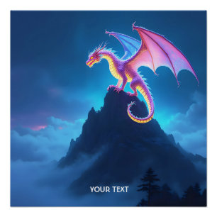 Fantasy Cute Mist Shrouded Dragon Poster