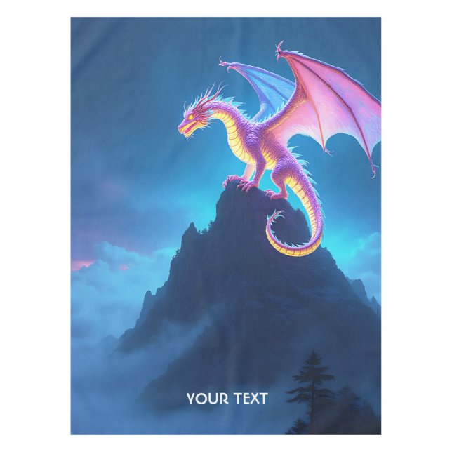 Fantasy Cute Mist Shrouded Dragon Tablecloth (Front)