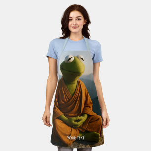 Fantasy Cute Monk Frog Mountains Apron