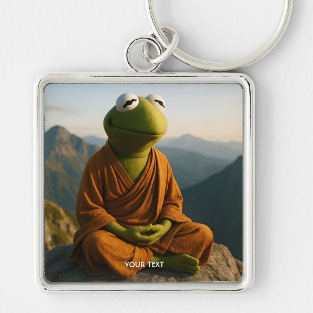 Fantasy Cute Monk Frog Mountains Key Ring (Front)