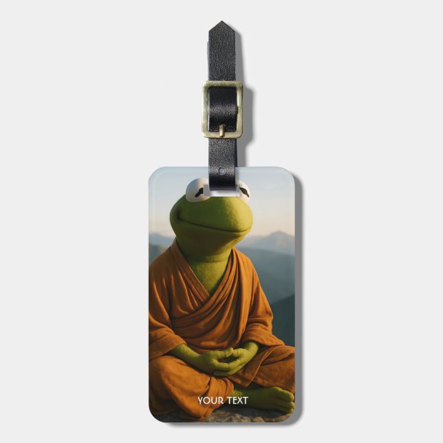 Fantasy Cute Monk Frog Mountains Luggage Tag (Front Vertical)