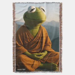 Fantasy Cute Monk Frog Mountains Throw Blanket