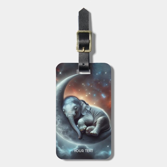 Fantasy Cute Moon Elephant Space Luggage Tag (Front Vertical)