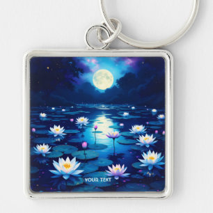 Fantasy Cute Moon Lily Pond Key Ring