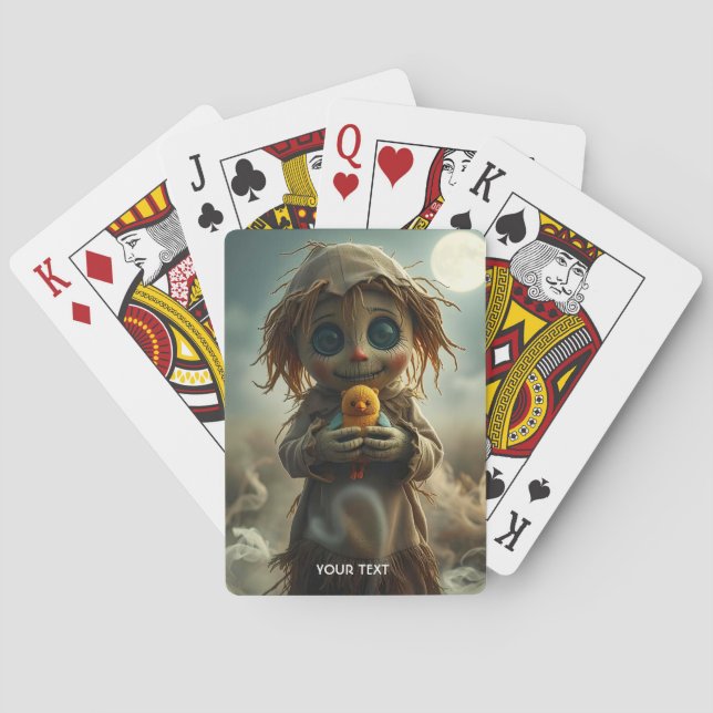 Fantasy Cute Moon Scarecrow Halloween Playing Cards (Back)
