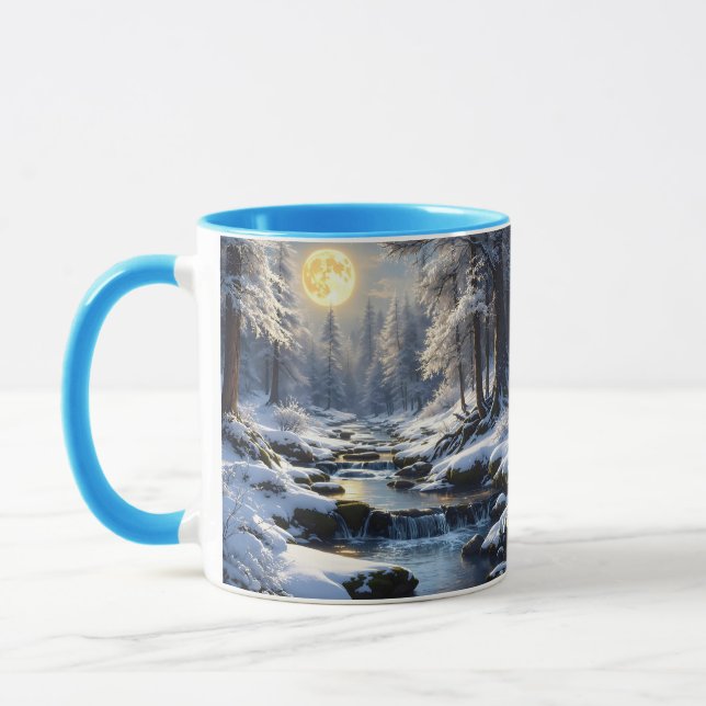 Fantasy Cute Moon Winter Forest Mug (Left)