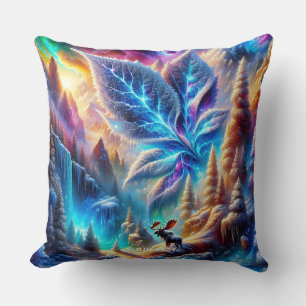 Fantasy Cute Moose Leaf Colours Cushion