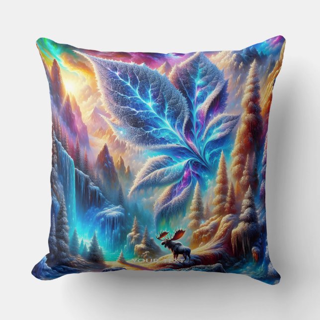 Fantasy Cute  Moose Leaf Colours Cushion (Front)