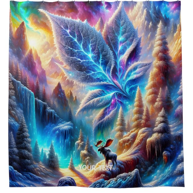 Fantasy Cute  Moose Leaf Colours Shower Curtain (Front)