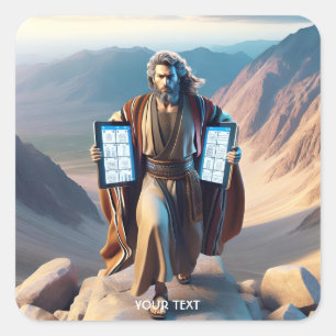 Fantasy Cute Moses Ten Commandments Square Sticker