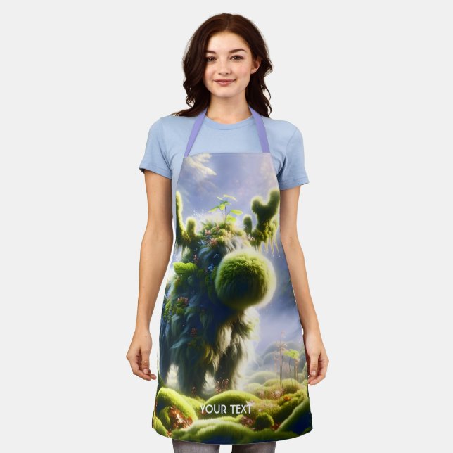 Fantasy Cute Moss Moose Forest Apron (Worn)