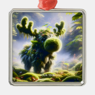 Fantasy Cute Moss Moose Forest Metal Ornament