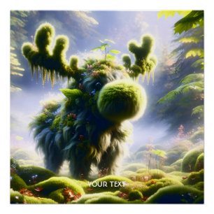 Fantasy Cute Moss Moose Forest Poster