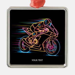 Fantasy Cute Motorcycle Race Night Metal Ornament