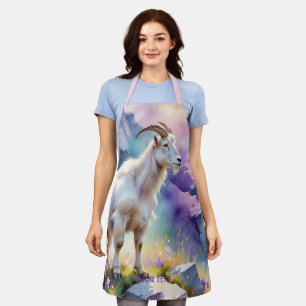 Fantasy Cute Mountain Goat Meadow Apron