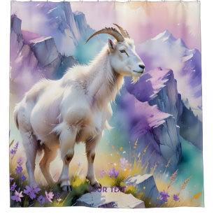 Fantasy Cute Mountain Goat Meadow Shower Curtain