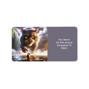 Fantasy Cute Mouse And Cat Label