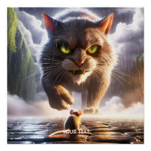 Fantasy Cute Mouse And Cat Poster