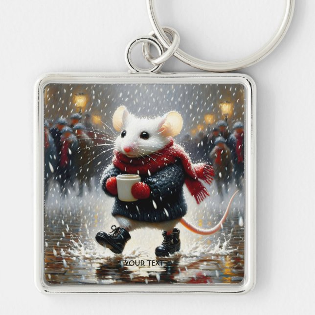 Fantasy Cute  Mouse Coffee Coat Key Ring (Front)