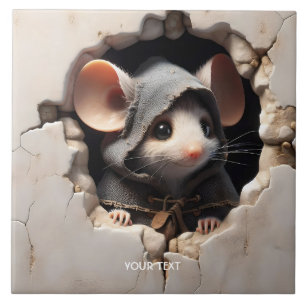 Fantasy Cute Mouse Cracked Wall Ceramic Tile