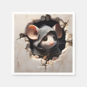 Fantasy Cute Mouse Cracked Wall Napkin