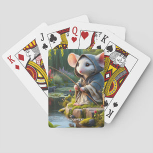 Fantasy Cute Mouse Fishing Flowers Playing Cards