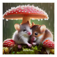 Fantasy Cute Mouse Mushroom Rain