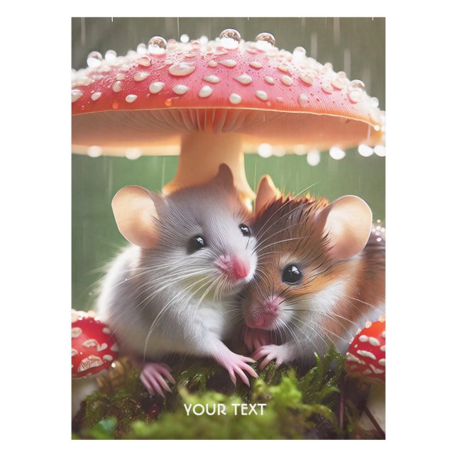 Fantasy Cute Mouse Mushroom Rain Tablecloth (Front)
