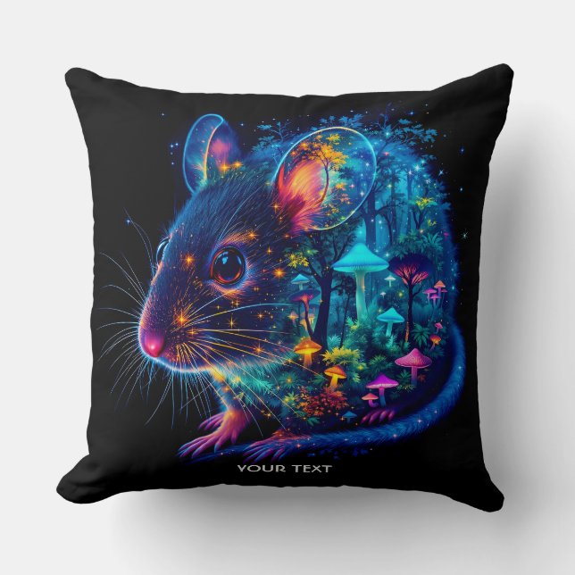 Fantasy Cute Mouse  Mushrooms Forest Cushion (Front)