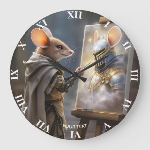 Fantasy Cute Mouse Painting Mouse Large Clock