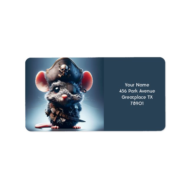 Fantasy Cute Mouse Pirate Hat Label (Front)