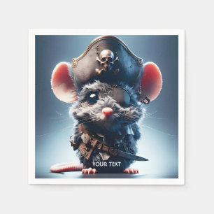 Fantasy Cute Mouse Pirate Hat Napkin