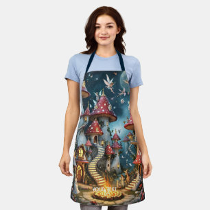 Fantasy Cute Mushroom Forest Realm Apron