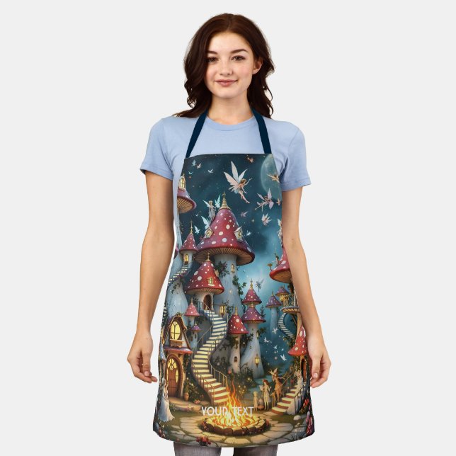 Fantasy Cute Mushroom Forest Realm Apron (Worn)