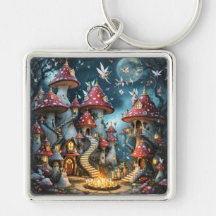 Fantasy Cute Mushroom Forest Realm Key Ring