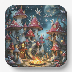 Fantasy Cute Mushroom Forest Realm Paper Plate