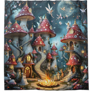 Fantasy Cute Mushroom Forest Realm Shower Curtain