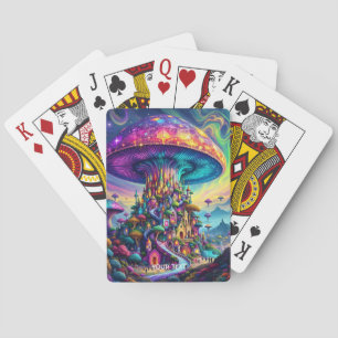 Fantasy Cute Mushroom Rainbow Skies Playing Cards
