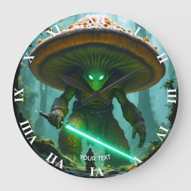 Fantasy Cute  Mushroom Sabre Forest Large Clock (Front)