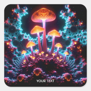 Fantasy Cute Mushrooms Lights Forest Square Sticker