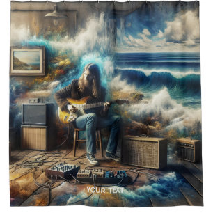 Fantasy Cute Music Guitar Ocean Shower Curtain