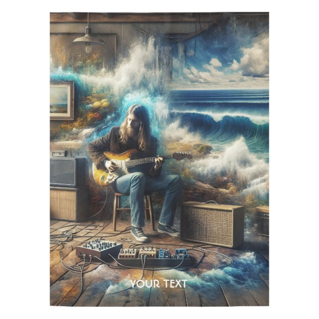 Fantasy Cute Music Guitar Ocean Tablecloth (Front)