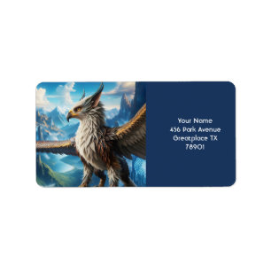 Fantasy Cute Myth Bird Mountains Label