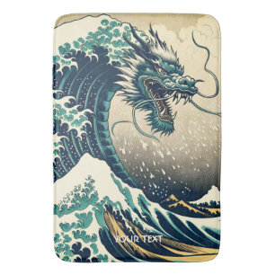 Fantasy Cute Mythical Japanese Dragon Bath Mat