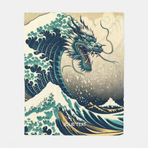 Fantasy Cute Mythical Japanese Dragon Fleece Blanket